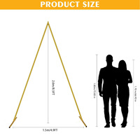 Arche de mariage triangulaire en fer doré 2,6 x 1,5 m, support pour guirlande de ballons, cadre de toile de fond durable pour décoration de mariage et d'anniversaire