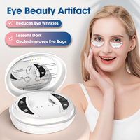 Appareil de massage oculaire portable avec étui de charge, lumière rouge, EMS, 4 modes, matériau ABS, logo personnalisé, emballage personnalisé