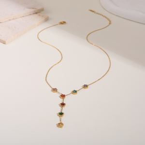 สร้อยคอสแตนเลสประดับเพทายทรงยาว รูปตัว Y อุปกรณ์เสริมอเนกประสงค์และระดับไฮเอนด์ - Product Image 4