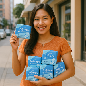 Superfície orgânica do algodão do fabricante ultra-fino das almofadas sanitárias do protetor do vazamento com o projeto da asa absorvente extra para o uso durante a noite - Product Image 5