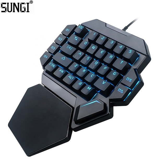SUNGI One Handed Gaming Keyboard RGB Backlit 35 Keys Portable Mini Gaming Keypad Ergonomic Game Controller for PC Gamer