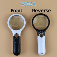 6902/6903 Elderly Reading LED Lights Handheld Magnifying Glass Jewelry Appraisal 3x45x Portable Magnifying Glass