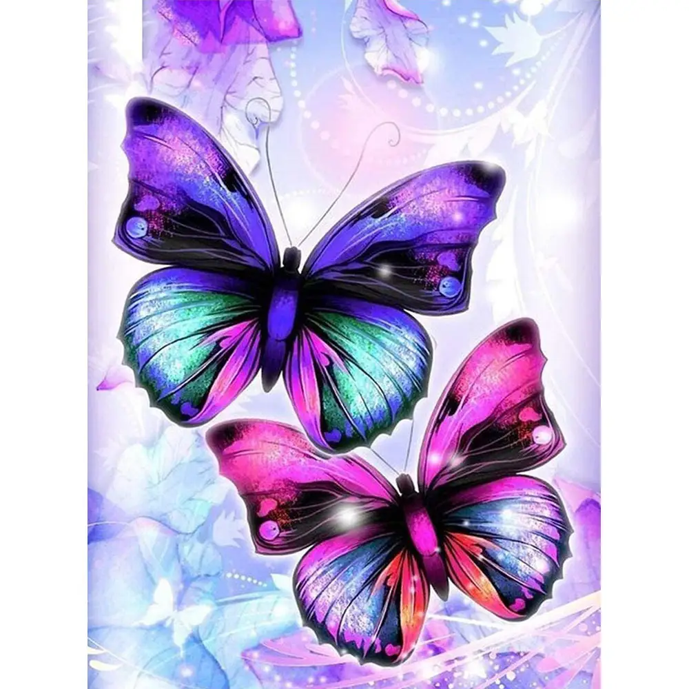 Kit jahit silang grosir lukisan mosaik dekorasi rumah kupu-kupu warna-warni lucu bordir kit jahit silang DIY 11ct 30*40CM