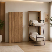 Lit superposé vertical moderne pliable, système de lit mural dissimulé, lit superposé gain de place avec armoire pour petite chambre d'appartement
