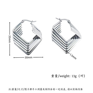 Trendy Stacked Hexagon Hoop <b>Earrings</b> | PVD Gold Plated Stainless Steel Zircon | Geometric Layered Design for Women | Waterproof - Product Image 6