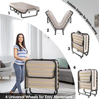 Lit double européen rembourré avec sommier à lattes en acier et espace de rangement, beige, pour bureau, hôtel et usage domestique