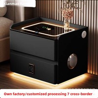 Table de chevet intelligente multifonctionnelle de luxe en acrylique avec rangement, chargeur sans fil et port USB pour chambre à coucher, style crème