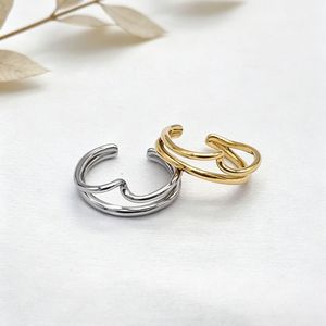 yunnique Minimalist Geometric <b>Open</b> <b>Ring</b> Gold Silver Plated Titanium Steel Unisex Index Finger Fashion Jewelry Daily Wear - Product Image 1