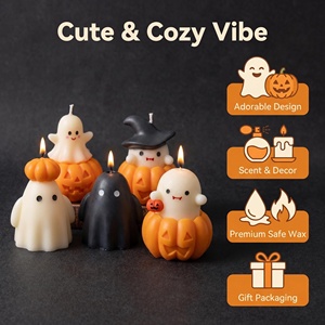 Ensemble de bougies décoratives artisanales en cire de soja, parfumées à la citrouille et au fantôme de Noël, longue durée de combustion, écologiques - Product Image 3