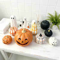 Ensemble de figurines en céramique Citrouille et Fantôme pour Halloween, Décoration de table mignonne et effrayante, Décoration d'automne pour fêtes à domicile, Vente en gros