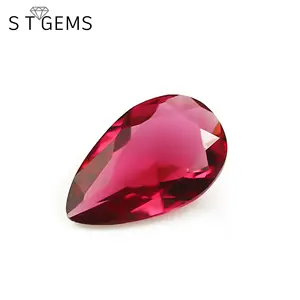 ST Gems Pear Cut Loose Gemstone Synthetic Red Glass Stone Crystal For Jewelry
