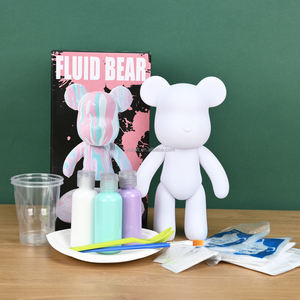 Graffiti para niños juguetes pintados a mano DIY fluido oso Rhinestone oso muñeca Doodle blanco en blanco hucha juguete sin yeso al por mayor - Product Image 1
