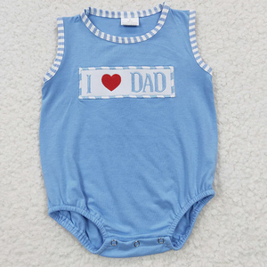 Conjunto de Ropa para Bebés y Niños Pequeños al por Mayor para el Día del Padre, con Bordado de 'I Love Dad', Pantalones Cortos a Rayas, 2 Piezas, Vestido, Mameluco, Ropa de Verano - Product Image 6