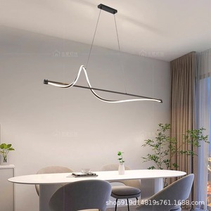 2023 All-Copper Modern Minimalist Dining Room <b>Chandelier</b> Luxury Nordic Style Curved Silk Single-Line Full-Spectrum Pendant <b>Light</b> - Product Image 1