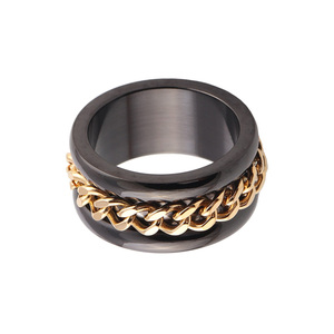 <strong>Men</strong> Titanium Steel <strong>Ring</strong> High Quality Black Color <strong>Spinner</strong> <strong>Rings</strong> - Product Image 5