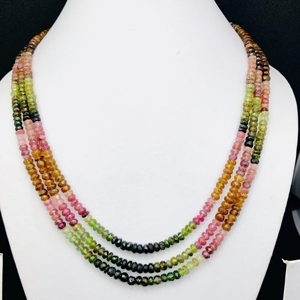 Exquisitas cuentas de turmalina Natural Rondelle facetadas de 4mm, cuentas de piedras preciosas multicolores de 12 pulgadas para joyería - Product Image 1