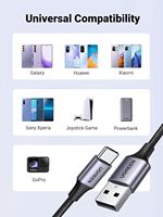 Câble Ugreen 3A USB-C vers USB-A, noyau en aluminium, charge rapide, Car Play, design tressé pour iPhone 16/15 pour S24/S23