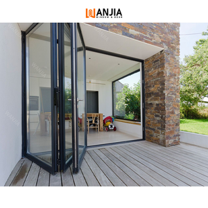 WANJIA Diseño contemporáneo Exterior Balcón <span class=keywords><strong>Puerta</strong></span> de vidrio Insonorizado Vidrio Bi-Fold <span class=keywords><strong>Puerta</strong></span> de patio Puertas plegables de aluminio - Product Image 1