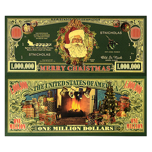 Billet de banque en feuille d'or Joyeux Noël 1 000 000 USD, Monnaie de collection pour les fêtes, Cadeau, Décoration de Noël Père Noël - Product Image 1