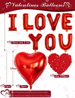 Romantique je t'aime et coeur ballon Kit avec pétales de rose rouge saint valentin ballons feuille amour ballons cadeaux spéciaux de nuit