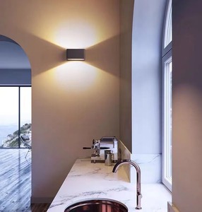 מנורת קיר שחור מלבני גוף אלומיניום הוביל עמיד למים חיצונית למעלה ולמטה תאורה לגינה - Product Image 2