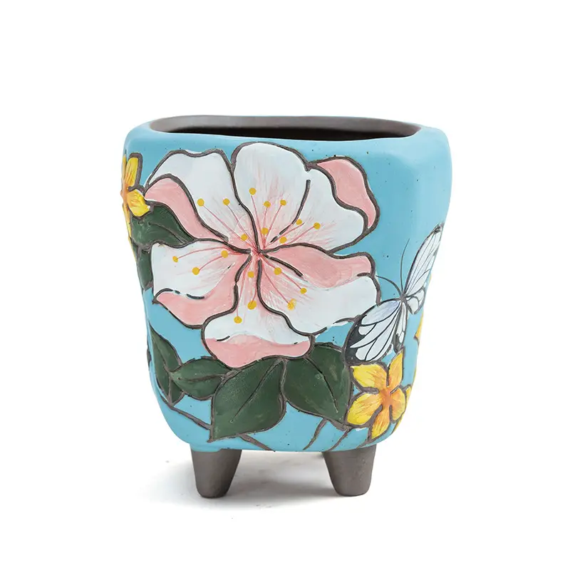 Vaso da fiori carnoso dipinto a mano vaso da fiori carnoso portatile permeabile all'aria e porcellana grezza