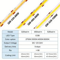 Bande lumineuse LED COB haute densité sans soudure 24V 320 LED/m 6000K Blanc froid Ruban sans points