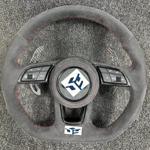 Volant de voiture pour Audi, volant en cuir et fibre de carbone, palettes de changement de vitesse, bouton R8, Q2, Q3, Q4, Q5, Q7, Q8, A4, C8, A6, A7, 2020, <span class=keywords><strong>2021</strong></span> - Product Image 1