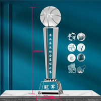 Diseño clásico Pilar forma cristal deportes conjunto fútbol Golf fútbol baloncesto Cricketer trofeo vidrio trofeos premios personalizados