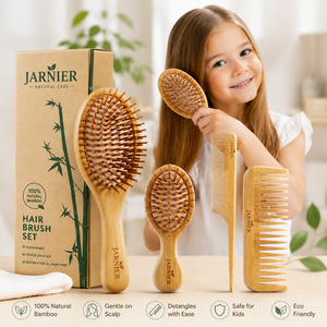 Spazzola per capelli in bambù naturale Jarnier, spazzola ventilata per massaggio del cuoio capelluto, per districare i capelli ricci, pettine per capelli bagnati e asciutti con logo - Product Image 2
