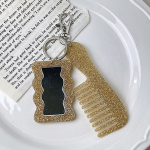 Accesorio de moda personalizado, ecológico y duradero, con espejo y peine, colgante para llavero, bolso o llave de coche, con mango portátil de acrílico - Product Image 5