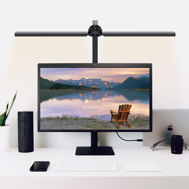 LED Office Desk Lamp Flexible Eye Caring Home Architect Table Lamp with Clamp Dual Screen Computer Monitor Smart Lighting