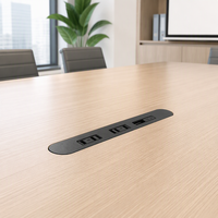 Multiprise de bureau encastrable PSE avec 2 prises CA, 2 ports USB-A, 15A, en matériau PC ignifuge, rallonge de bureau