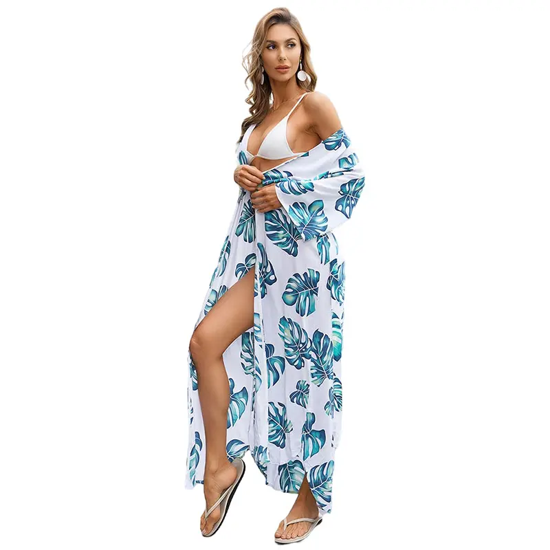 Оптовая продажа, дышащие летние платья с тропическим рисунком банановых листьев, женские повседневные платья больших размеров с цветочным рисунком