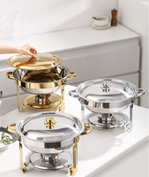 Ensemble de plats chauds multifonctionnels en acier inoxydable moderne pour les restaurants et les services de traiteur, design en métal doré