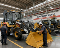 KATOCASE 4CX-H Chargeuse-pelleteuse et chargeuse compacte diesel avec plus de 25 outils de travail, moment de charge élevé, capacité de la benne de 1,7 m³.