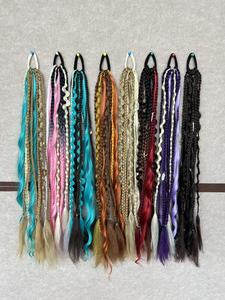 Queue de cheval élastique bohème de 22 pouces pour femmes - Extension de perles <span class=keywords><strong>viking</strong></span> tressée à la main, fixation rapide en une minute pour les festivals et l'usage quotidien - Product Image 6