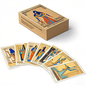 กล่องไพ่ทาโรต์พลาสติกแบบพับได้กำหนดเองสีแดงทองขอบพิมพ์ลายไพ่สำหรับใช้ในครอบครัว - Product Image 1