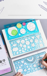 Règle de papeterie multifonctionnelle Outil de <span class=keywords><strong>dessin</strong></span> Ensemble d'élèves d'école primaire Modèle géométrique Règle en plastique personnalisée - Product Image 5