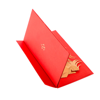 Carte de vœux 3D pop-up en or avec estampage à chaud, carte de vœux en or personnalisée avec logo de cheval rouge, estampage à chaud en or 2026