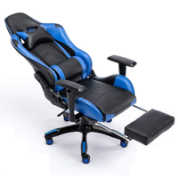 Chaise de bureau OEM à dossier haut avec fonction de levage 2D, inclinable, rembourrée, confortable, stable, pour le gaming, bleue