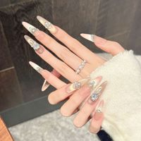 Faux ongles à presser peints à la main avec dégradé, couverture complète, fournisseur vérifié