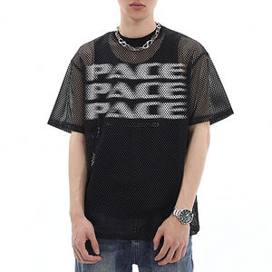 Camiseta de Rugby de Gran Tamaño, Tejida, 100% Algodón, Transpirable, con Patrón de Letras, Corte Cuadrado, para Hombre - Product Image 1