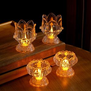 Articles cadeaux Diwali <span class=keywords><strong>Bougie</strong></span> éternelle en plastique électrique Cimetière en forme de lotus Veilleuse LED de nuit - Product Image 2