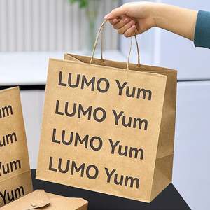 Bolsas de Papel Kraft Biodegradables y Ecológicas para Comida para Llevar, con Impresión Personalizada de su Propio Logotipo, para Restaurantes - Product Image 2