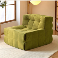 Fauteuil convertible moderne en tissu capitonné, une place, accoudoirs rembourrés, forme carrée, mobilier de salon, options jaune et beige