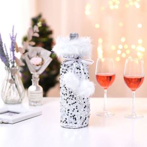 Custom Ornament Available in Stock <b>Glitter</b> Christmas Decoration Supplies Wine Bottle Cover - Product Image 2
