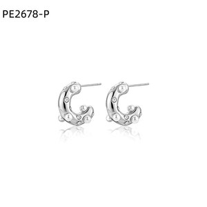Amy Amy C Shape Stud <b>Earrings</b> <b>Silver</b> Plated Imitation <b>Pearl</b> Women's Fashion Jewelry Gift Trendy Moon Design - Product Image 1