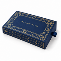 Boîte cadeau de luxe personnalisée en carton rigide avec logo doré et plateau intérieur pour l'emballage alimentaire des dattes, du Ramadan et de l'Aïd