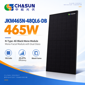 Panneau solaire <span class=keywords><strong>Jinko</strong></span> JKM465N-48QL6-DB 465W N Type TOPCon tout noir double vitrage, rendement élevé en basse lumière, module PV résidentiel - Product Image 1